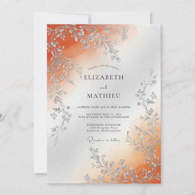 Invitation Copper Lustrous Autumnal Wedding (Devant)