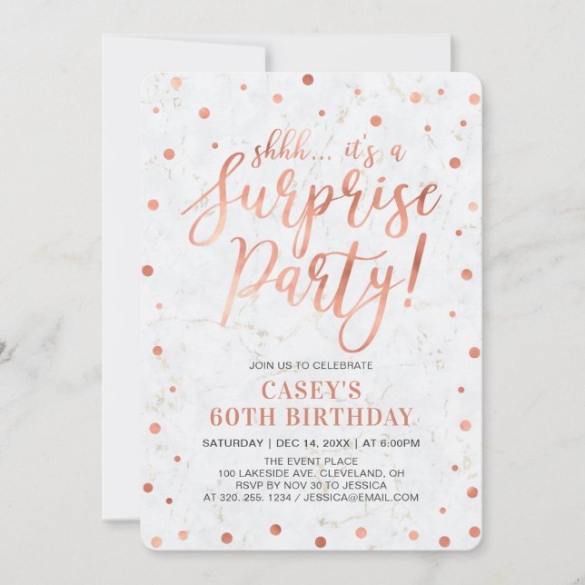 Invitation Copper & Marble | Fête surprise pour 50 ans (Devant)