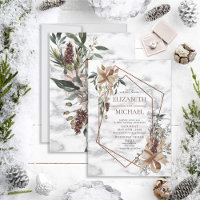 Copper Marble Geometric Winter Greenery Wedding