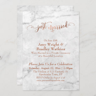 Invitation Copper Marry Script sur Marbre blanc