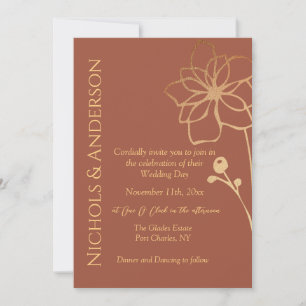 Invitation Copper photo et Mariage de code QR Gold