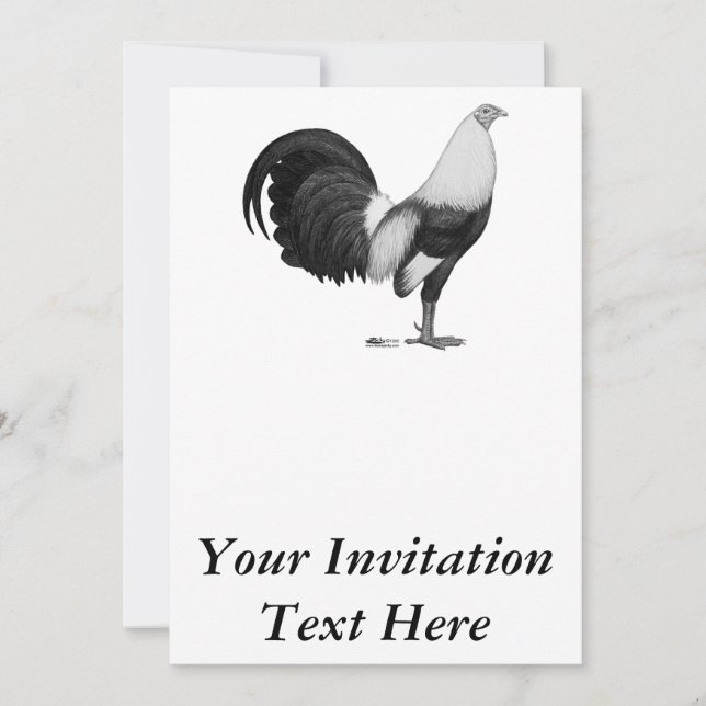 Invitation Coq de combat gris à ailes de canard (Devant)