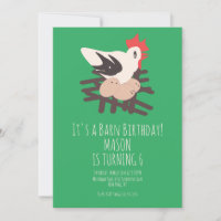 Coq Grange Animaux Ferme Anniversaire Art Vert