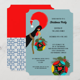 Invitation Coq Portugais boule de Noël festive