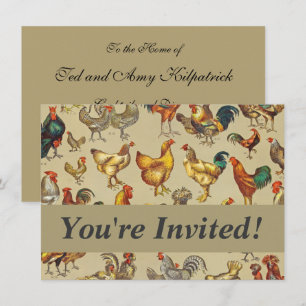Invitation Coq Poulet de la ferme Volaille animale Pays