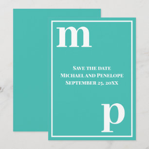 Invitation Coque inférieur tendance Monogramme Turquoise Enre