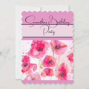 Invitation Coquelicot aquarelle florale Fleurs Pavots