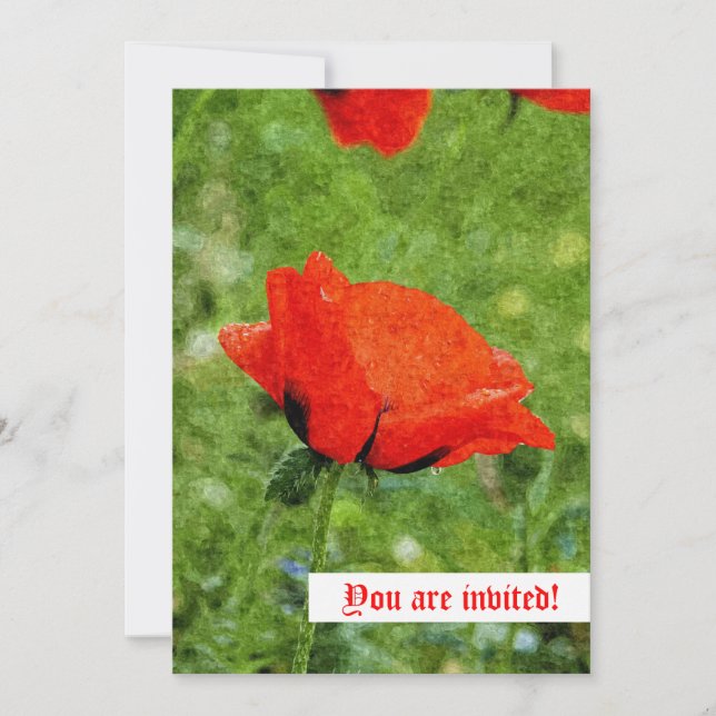 Invitation Coquelicot Rouge (Devant)