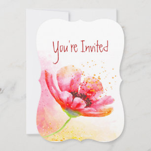 Invitation Coquelicot rouge du jardin de fleurs pour annivers