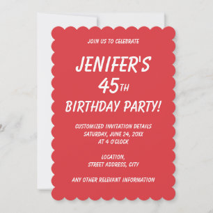 Invitation Coquelicot simple uni rouge