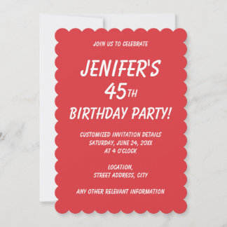 Invitation Coquelicot simple uni rouge