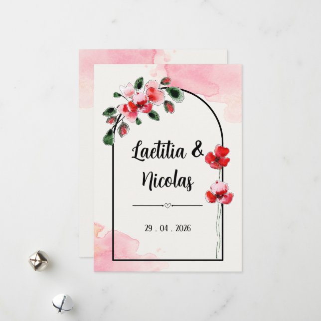 Invitation "Coquelicots" (Devant/Arrière en situation)