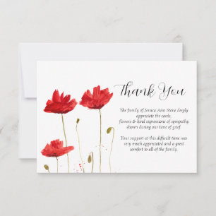Invitation Coquelicots de sympathie Fleurs rouges funéraire M