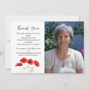 Invitation Coquelicots Fleur Rouge Funéraire Décès Merci