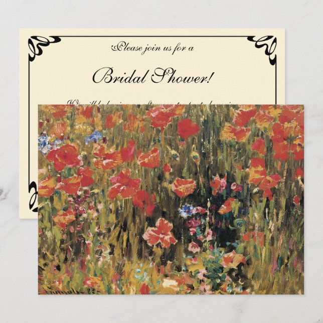 Invitation Coquelicots par Robert Vonnoh, Impressionnisme Vin (Devant / Derrière)