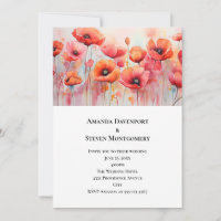 Coquelicots Rouges dans un Champ Aquarelle Mariage