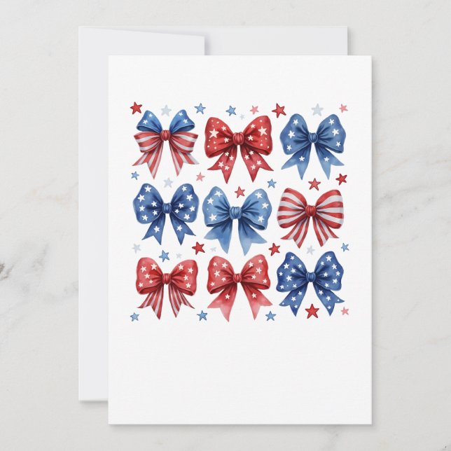 Invitation Coquette American Flag Coquette Bow 4 juillet (Devant)