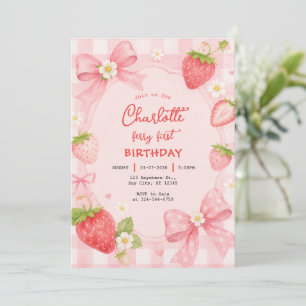 Invitation Coquette Anniversaire Fille Rose Fraise Mignonne