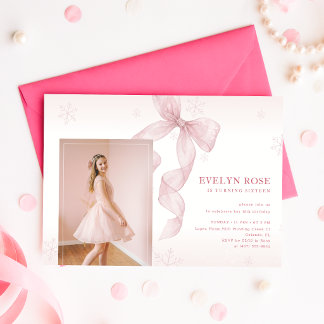 Invitation Coquette Arc-en-ciel Rose Fête d'anniversaire 16 a