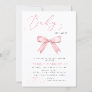 Invitation Coquette Baby shower de fille de la cou rose