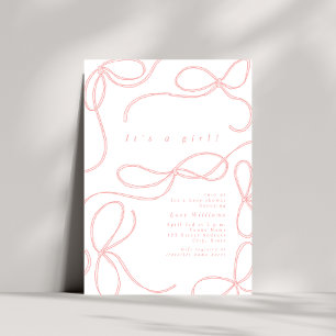 Invitation Coquette Baby shower fille de vaches roses délicat