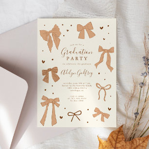 Invitation Coquette Beige Bow Graduation Party