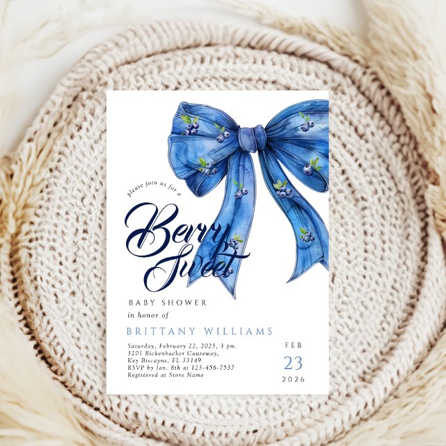 Invitation Coquette Berry Baby shower de bleuets doux (Créateur téléchargé)