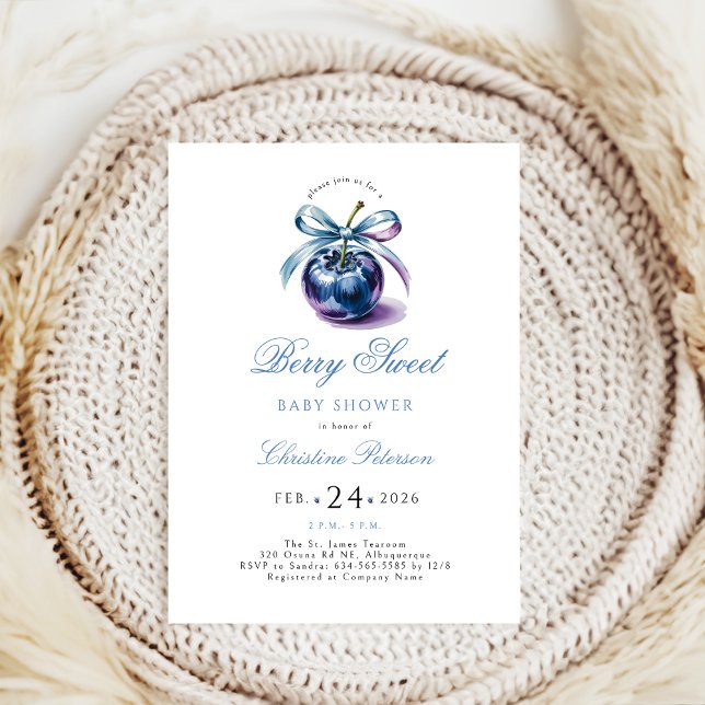 Invitation Coquette Berry Baby shower de bleuets doux (Créateur téléchargé)