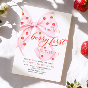 Invitation Coquette Berry First Birthday Strawberry Invitatia