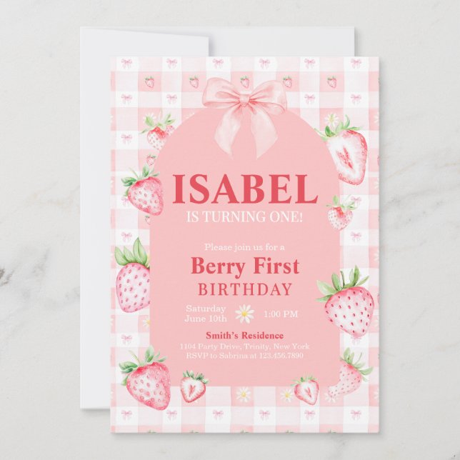 Invitation Coquette Berry Premier anniversaire (Devant)