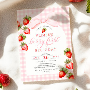 Invitation Coquette Berry Premier anniversaire fraise