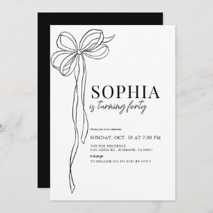 Invitation Coquette Black Bow Ribbon Adulte Anniversaire