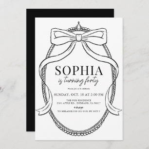 Invitation Coquette Black Bow Ribbon Frame Adulte Anniversair