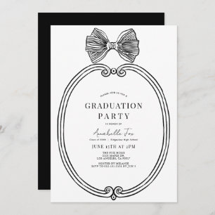 Invitation Coquette Black Bow/Ribbon Frame Graduation Party