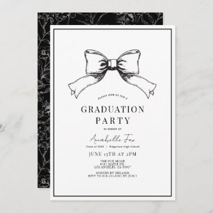 Invitation Coquette Black Bow Ribbon Graduation Party