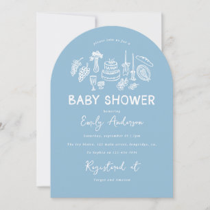 Invitation Coquette bleu baby shower à main moderne