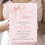 Invitation Coquette Blush Pink Ribbon Bow Sweet 16 Birthday<br><div class="desc">Personalize this chic coquette sweet sixteen birthday invitation with own wording easily and quickly,  simply press the customize it button to further re-arrange and format the style and placement of the text.  Matching items available in store!  (c) The Happy Cat Studio</div>