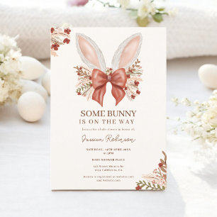 Invitation Coquette Bow Boho Bunny Oreilles Pâques Baby showe