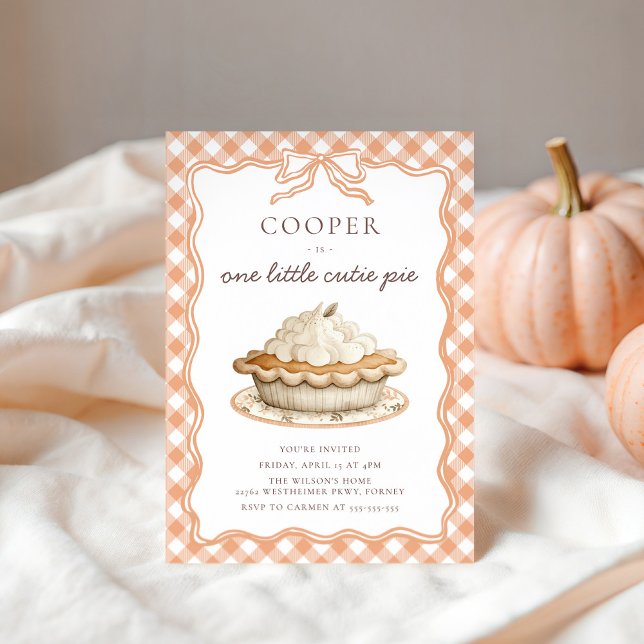 Invitation Coquette Bow Cutie Pie 1er Anniversaire (Créateur téléchargé)