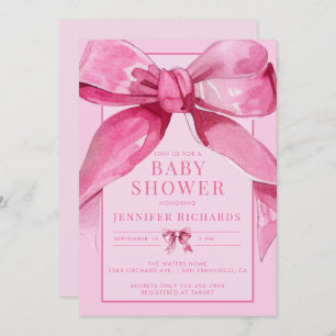 Invitation Coquette Bow Douche pour bébé rose