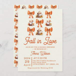 Invitation Coquette bow fall in Love Café Orange Editable