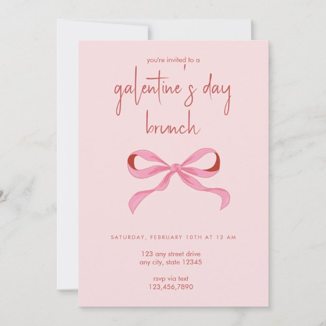 Invitation Coquette Bow Galentine's Day Party (Devant)