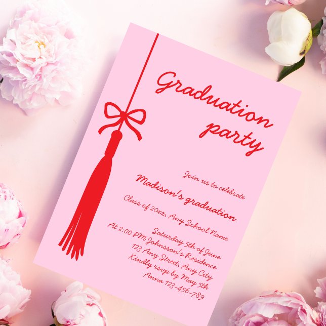 Invitation Coquette Bow Grad Tassel 2025 Graduation (Coquette Bow Grad Tassel 2025 Graduation Invitation)