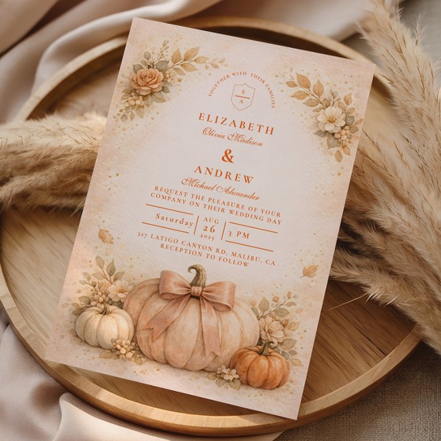 Invitation Coquette Bow Pumpkin Fall Wedding (Créateur téléchargé)
