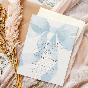 Invitation Coquette Bow Quelque chose de bleu Fête des mariée