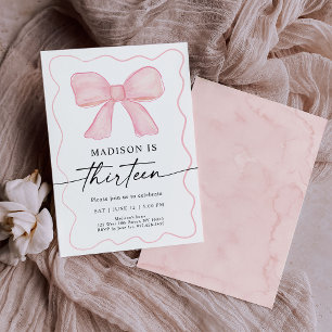 Invitation Coquette Bow rose 13e anniversaire