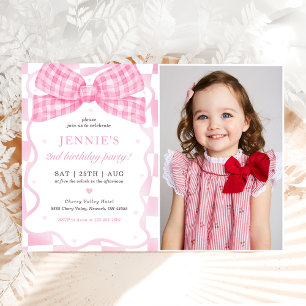 Invitation Coquette Bow rose 2e fête d'anniversaire Photo