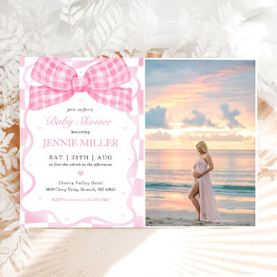 Invitation Coquette Bow rose Baby shower photo