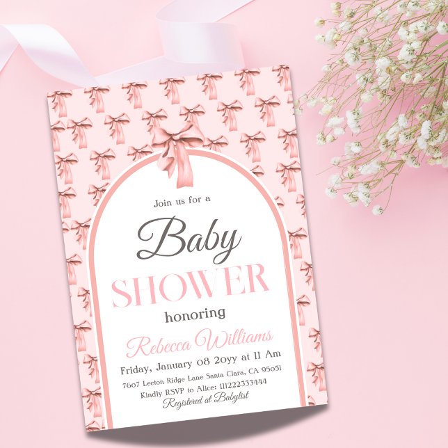 Invitation Coquette Bow rose C'est un Baby shower de fille (Créateur téléchargé)