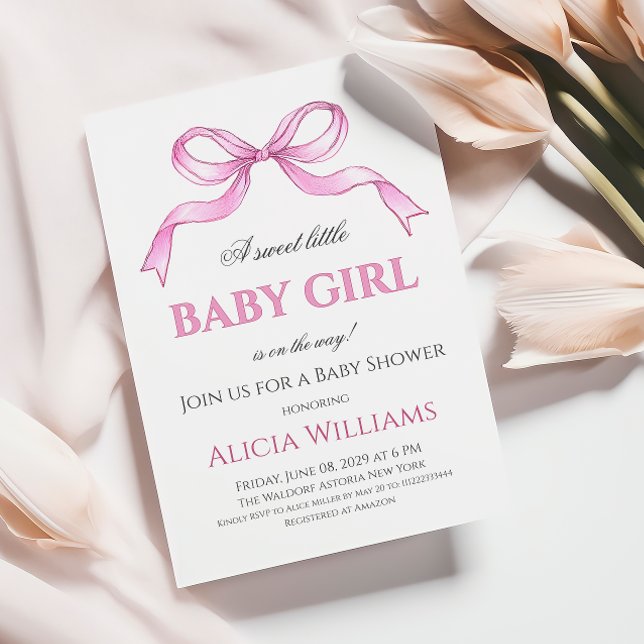 Invitation Coquette Bow rose C'est un Baby shower de fille (Créateur téléchargé)
